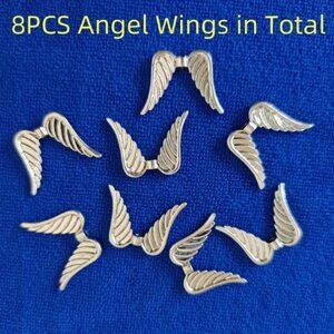 Large Metallic Angel Wing Beads Measuring 24X32Mm  8 Beads